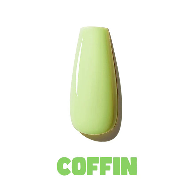 Green coffin-shaped nails 