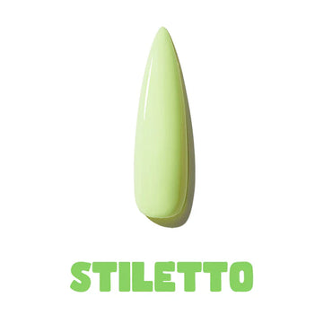 Light green stiletto nail tip on a white background with '.